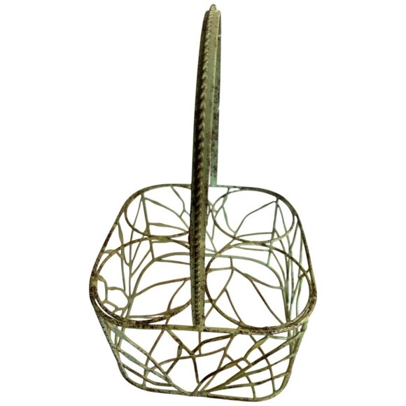 STURDY Vintage Style Wire Basket for 4 Bottles – Pistachio Green Cottagecore - Picture 6 of 7